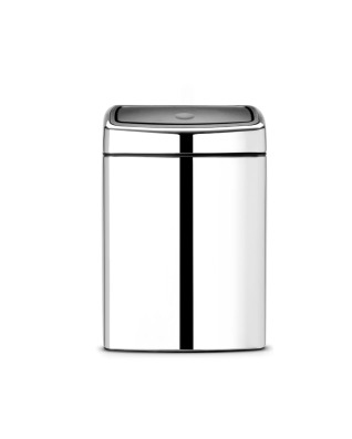 Touch Bin Rectangular 10 litre - Brilliant Steel