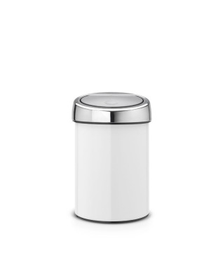 Touch Bin 3 litre - White with Brilliant Steel Lid